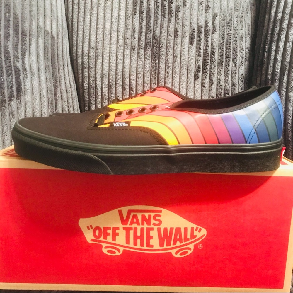 Vans Authentic Refract Rainbow Skate Shoe - Black - Picture 3 of 5
